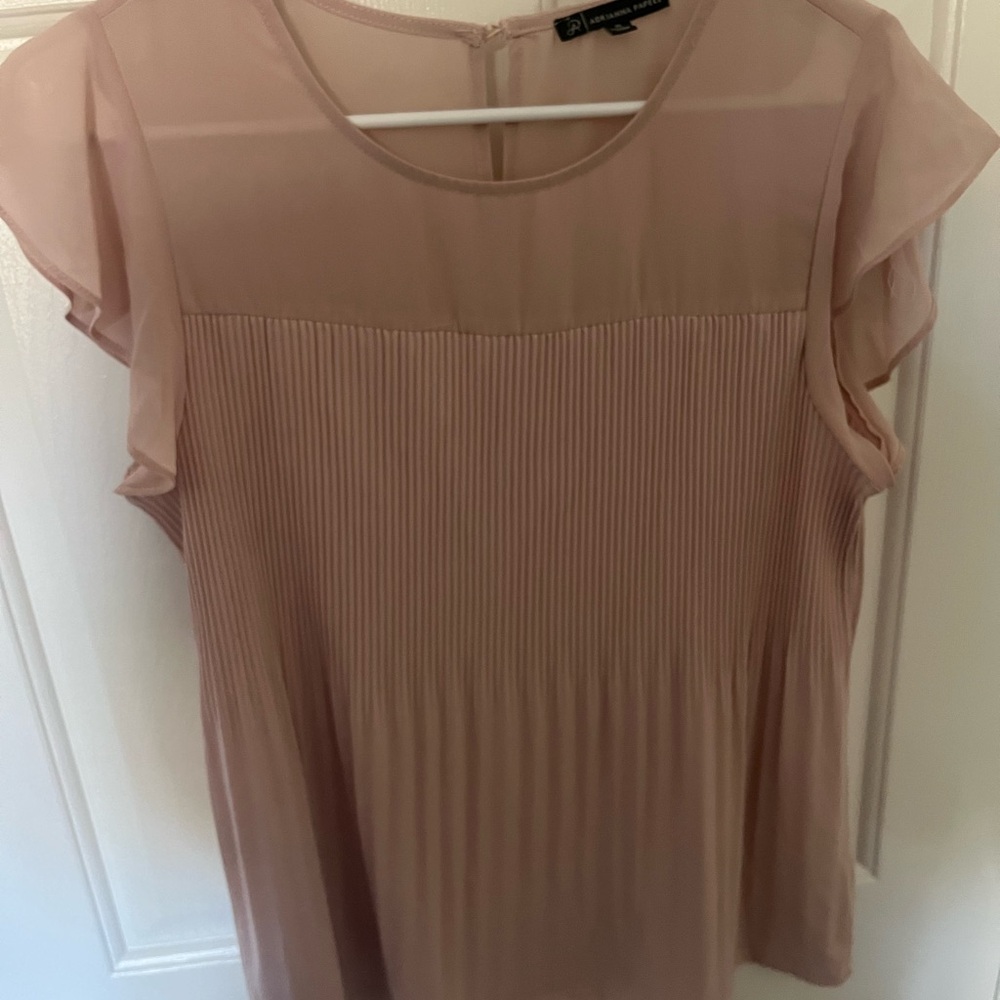 Adrianna Papell Dusty Rose Pleated Flutter Sleeve Top